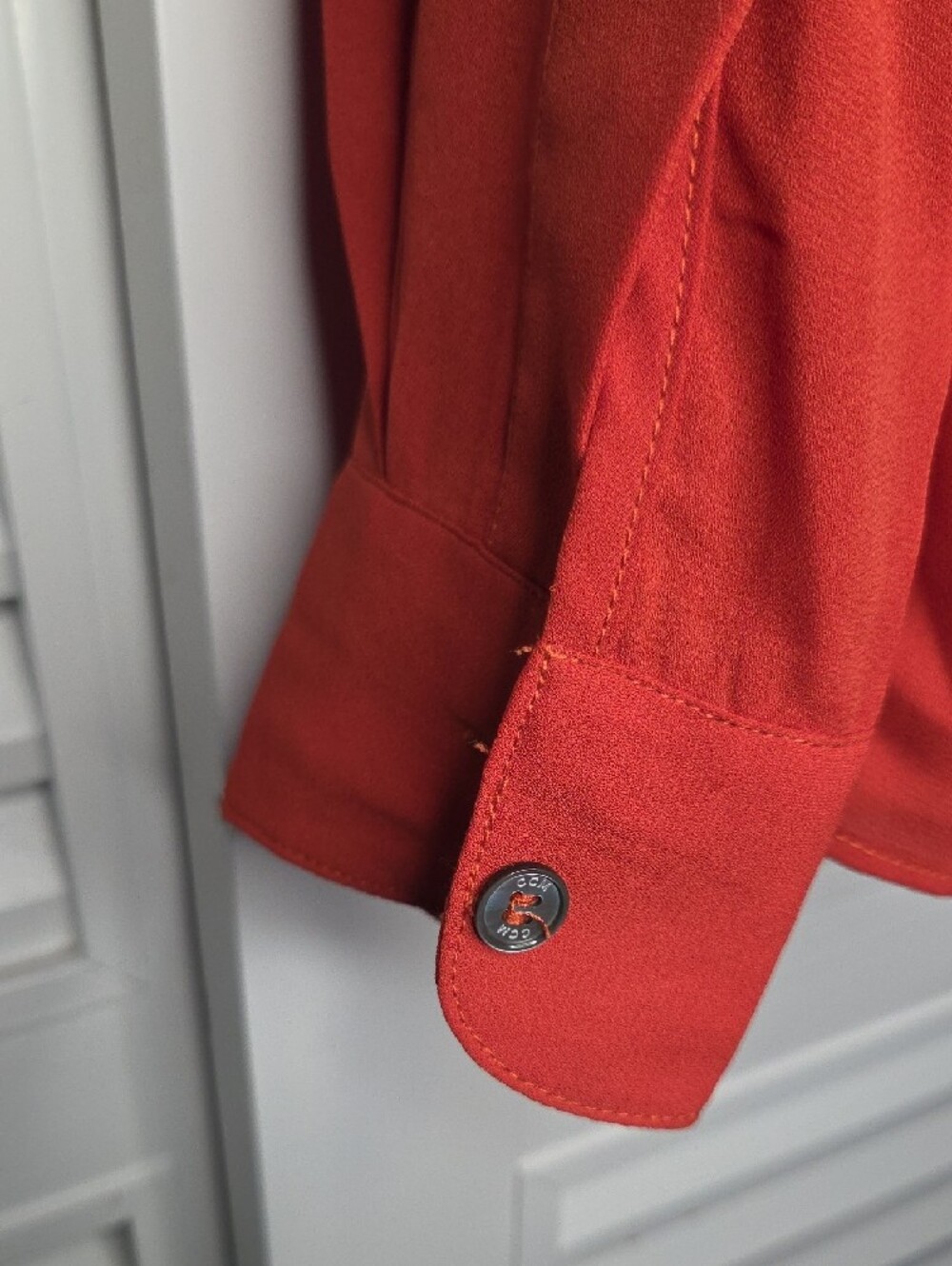 Catherines Rust Orange Ruffle Front Blouse - Picture 9 of 9
